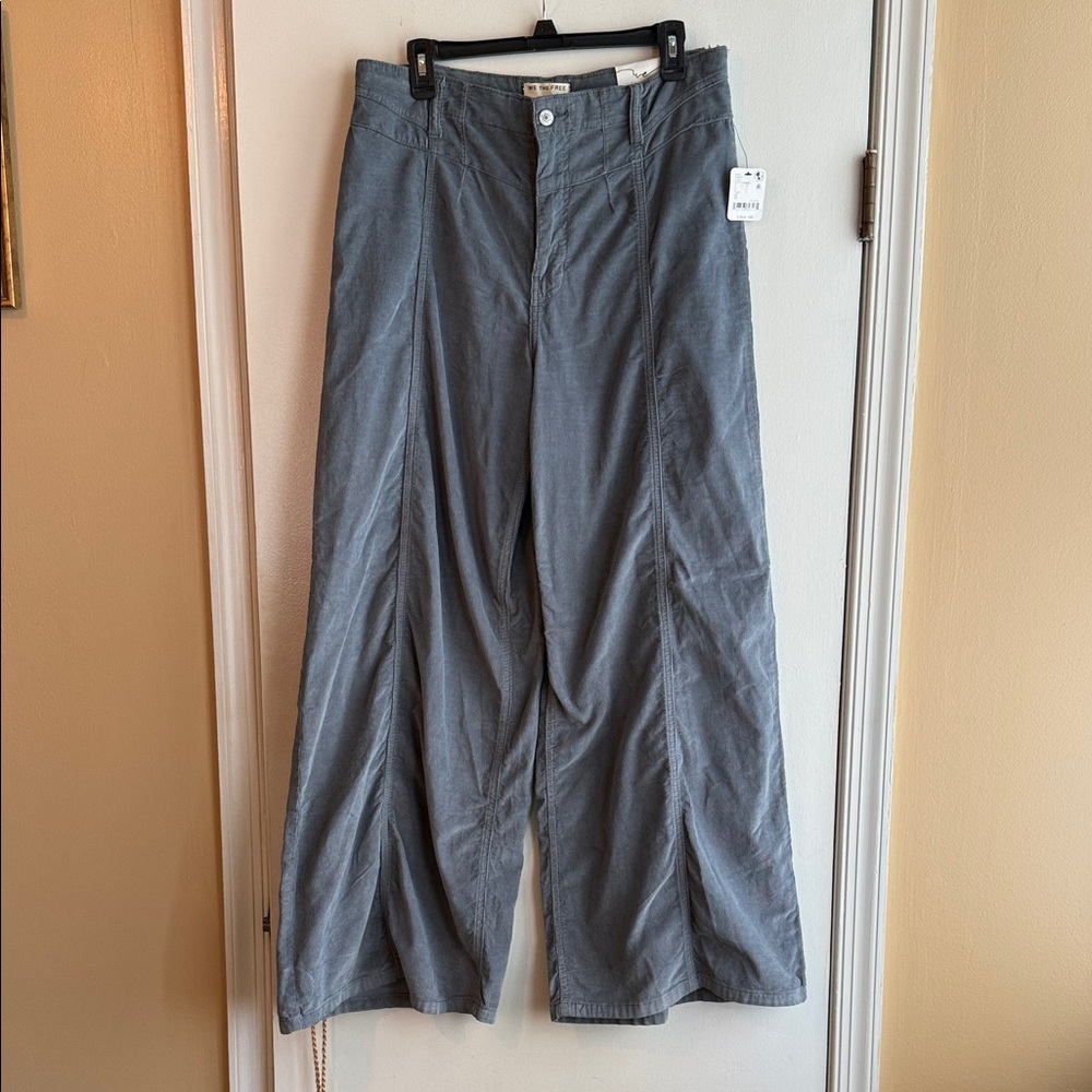 Free People Slate Gray Libre Wide-Leg Flare Cords 31 NWT - Picture 2 of 12
